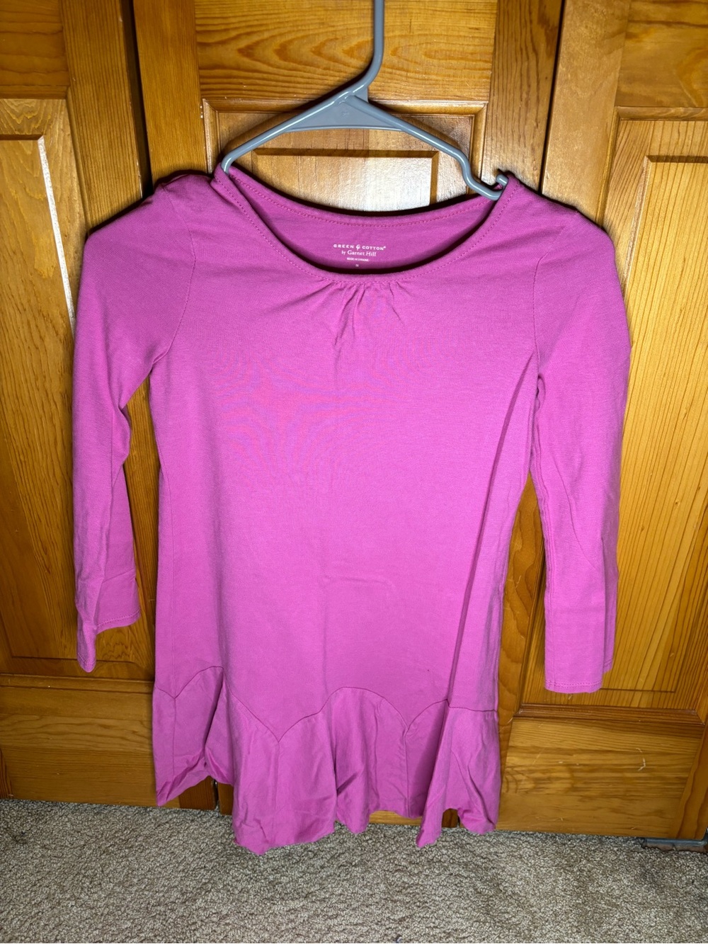 Girls Pink Long Sleeve Ruffle Hem Tunic
